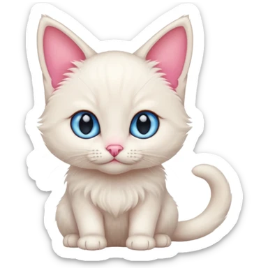White Siamese kitten with blue eyes and orange ears sticker