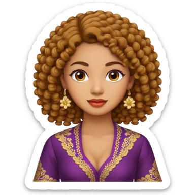 tan skin women, with Curly hair, wear kebaya  sticker