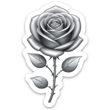 A rose emoji made of liquid silver metal minimalistic iOS emoji style, centered, sticker
