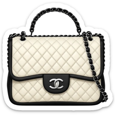 white tweed Chanel bag And black chain sticker