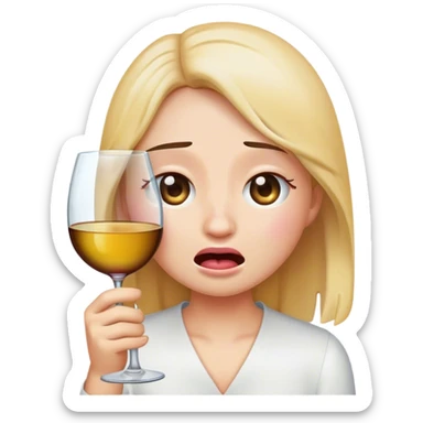 Crying emoji holding wine glass sticker