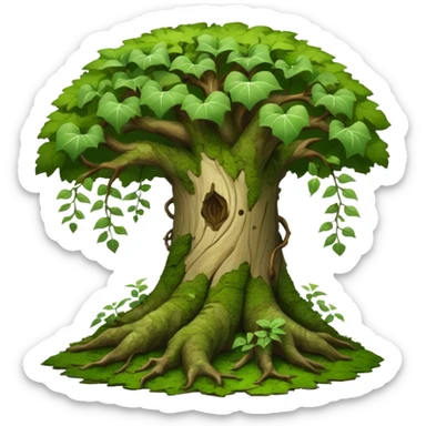 big tree, oak, bindweed, moss sticker