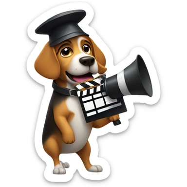 dog as a movie director sticker