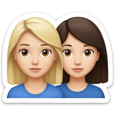1 blonde girl and 1 brunette girl sticker