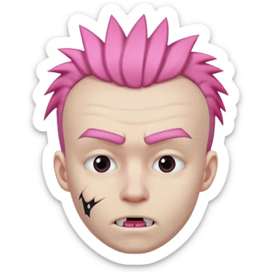 guy with pink mohawk who has his mouth stitched shut sticker