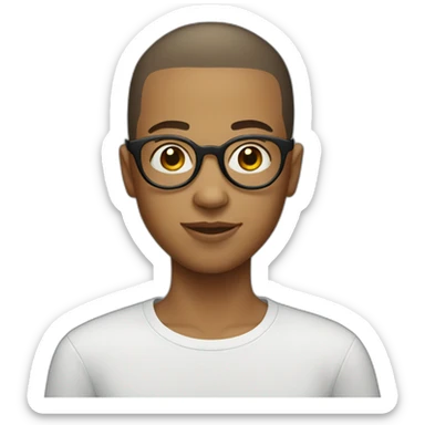 Teenager with a buzz cut and round glasses sticker