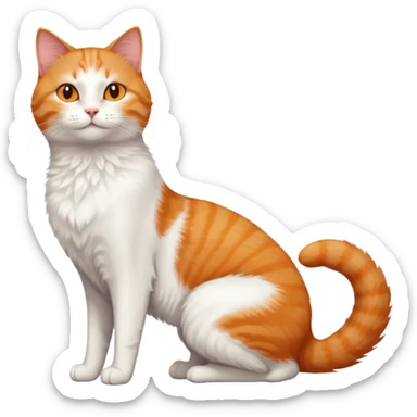 ginger and white cat with orange eyes doing a big extremely long stretch reaching up into the air with arms and legs side by side together straight and overextended whilst lying on its side sticker
