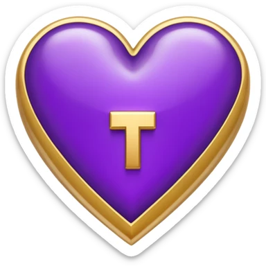 The golden Letter “t” inside a Purple Heart sticker