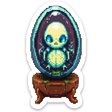 cranial, eye, MRI, SCAN, egg, embryonic, inside of glass egg, alien, eerie, otherworldly, crystal egg sticker