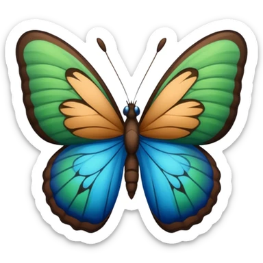 🦋 թևերի եզրերը լինի կապույտ, կանաչ թևերով, մարմնին միանալու հատվածը շագանակագույն, սև մարմնով  sticker