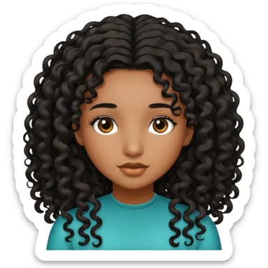Brown skin girl with curly roots and straight ends sticker