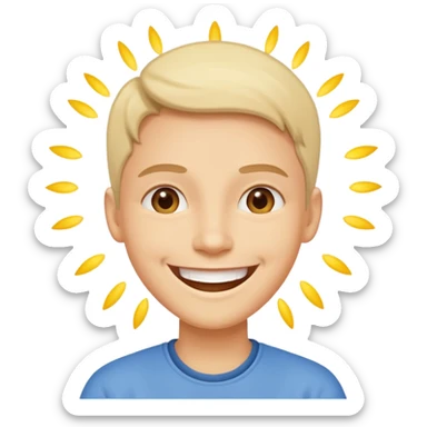 person gazing forward with a big smile, radiating optimism and hope for the future sticker