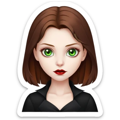 Vampire Girl with brown hair and Green eyes with black autfit  sticker