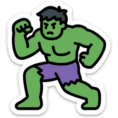 Hulk muscular green superhero in a dynamic pose sticker