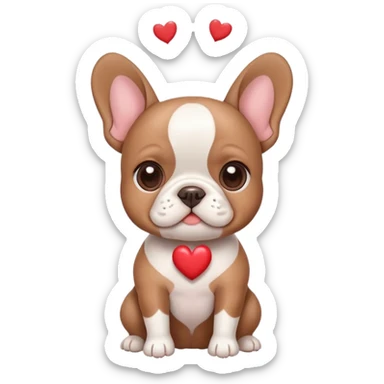 Frenchie with hearts sticker