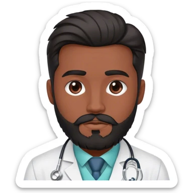 Doctor joven con barba negra y cabello estilo fade color negro con anteojos rectangulos  sticker