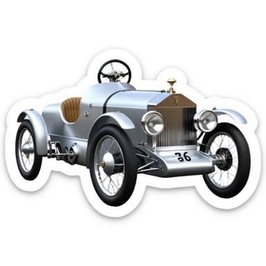  1956 luxury racing Rolls Royce lowered powerful 4 cylinder engined silver ghost racing cyclekart with advanced rugged independent suspension, power steering and disc brakes  sticker