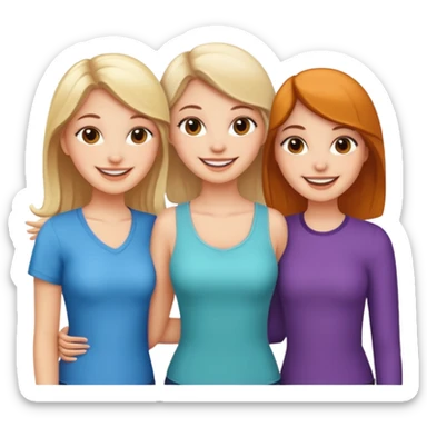3 white girls happy friends sticker