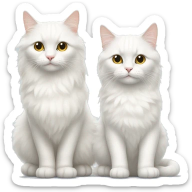 two white cats one fluffy one short hair  sticker