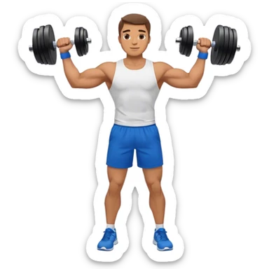 man with blue shorts doing side-lateral raise (T pose) with light dumbbells sticker