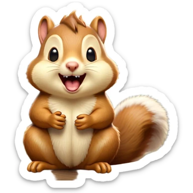 Cinematic Silly Yawning Squirrel Portrait Emoji, Head tilted with a dramatic, wide-open yawn revealing a tiny, adorable snout, soft, downy fur and a fluffy tail slightly askew, Simplified yet irresistibly cute features, highly detailed, glowing with a soft, cozy woodland glow, high shine, relaxed yet humorously expressive, stylized with a dash of whimsical woodland charm, soft glowing outline, capturing the essence of a drowsy yet endearing squirrel that appears ready to stretch and yawn its way into your heart! sticker