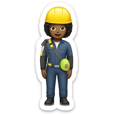 black hair couple with safety helmet sticker