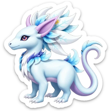 Shiny Glossy Pastel Light Divine Reptilian Beautiful Floral Snowy Pretty Absol-Amaura-Suicune-Cobalion-fusion, full body sticker