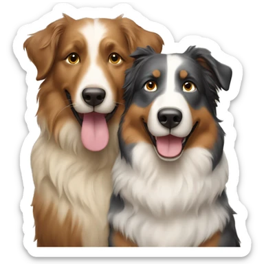 smiling Caucasian couple with Australian Shepherd  sticker