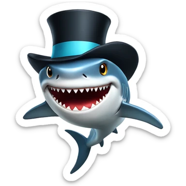 Shark with a top hat sticker