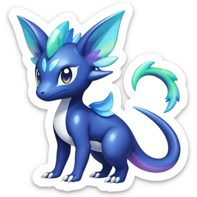 Rainbow crystal mix Shiny pastel Salandit-Meowstic-Noibat-Fakémon-hybrid-creature (full body)  sticker