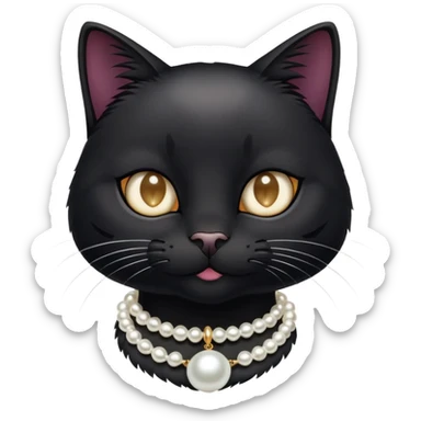 Black cat with pearl necklace  sticker