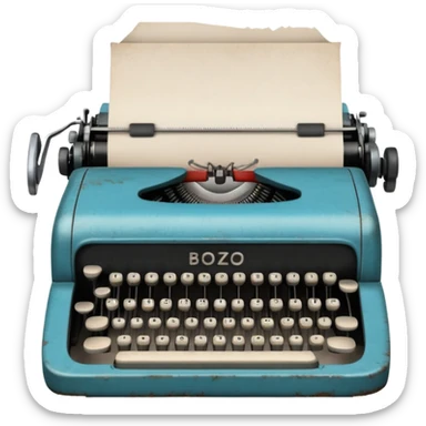 Typewriter typing on paper and the paper says bozo sticker