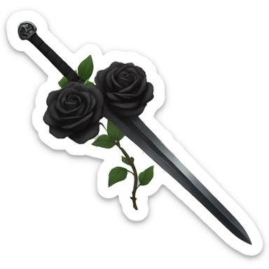 black sword with black roses sticker