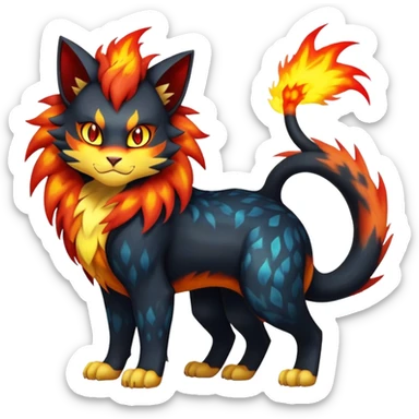Luxray-Torracat-Pyroar-Fakémon-hybrid-creature (full body)  sticker