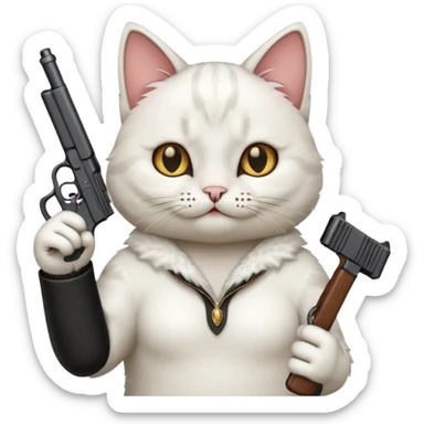 Make a cat holding up the middle finger with a gun sticker