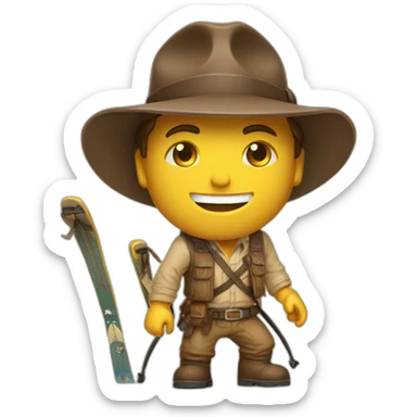Indiana Jones avec des skis sticker