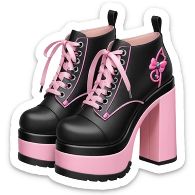 BLACKPINK-inspired gothic shoes, no hearts, black and pink, cute  sticker