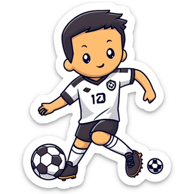 kid soccer player with ball sticker