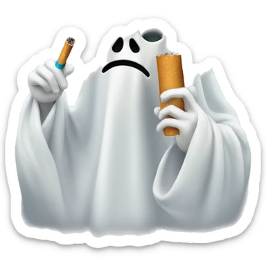 A ghost smoking a cigarette sticker