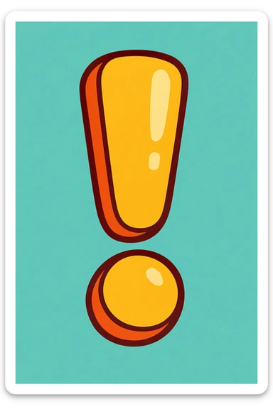 exclamation mark, playful and colorful cartoon style sticker