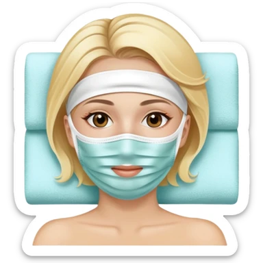 Lady with face mask spa beauty full face relaxing with blonde hair sticker