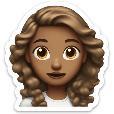 Girl with blue eyes and brown with a bouncy blow out hair  sticker