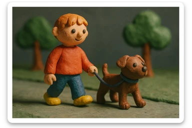 A child walking a dog sticker