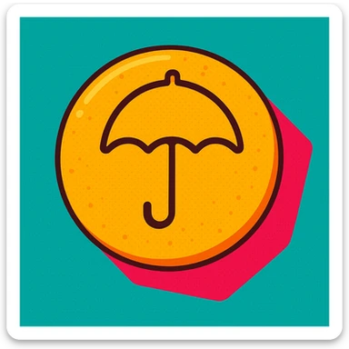 dalgona candy with umbrella shape, vibrant toon style, inspired by Squid Game sticker