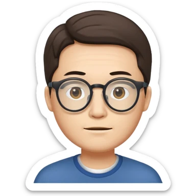 chinese white man wearing glasses with small mouth sticker