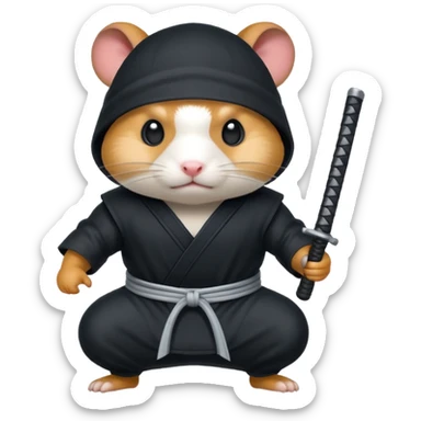 black ninja hamster sticker