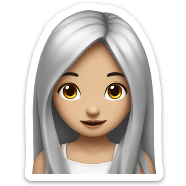 bunny girl with long black hair and brown eyes sticker