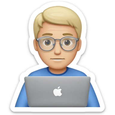 man using macbook wearing glass sticker