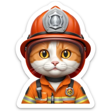 Cat in firefighter suit sticker
