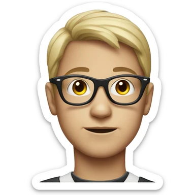 portrait of a boy with glasses in batman mask sticker